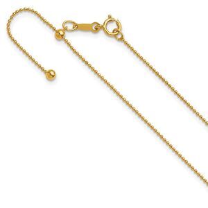 1/20 14K Gold Filled 1mm Hollow Bead Chain Adj. Necklace, 22 Inch